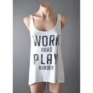 White Work Hard Play Harder Yoga Casual Tank Top